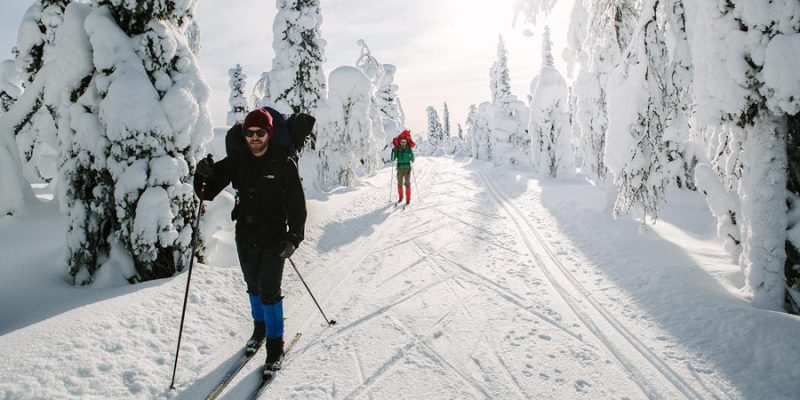 Langlaufen in Finland in de winter