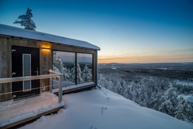 Het uitzicht vanaf een cabin bij de Lapland View Lodge