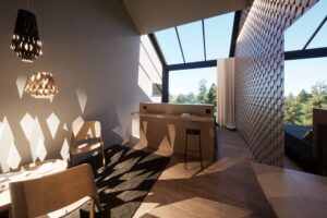 kamer in Hotel Ylläsrinne Deluxe in Ylläsjärvi in Finland met uitzicht